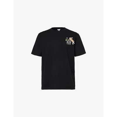 Loewe Suna Fujita Logo-embroidered Cotton-jersey T-shirt In Black