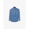 Loewe Mens Mid Blue Denim Anagram-embroidery Long-sleeves Denim Overshirt In Blue