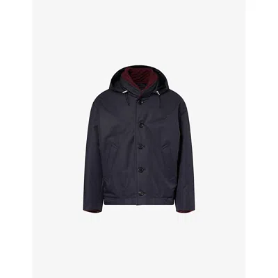 Loewe Mens Navy Blue Hooded Padded Cotton-blend Jacket