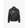 Loewe Mens Navy Blue Workwear Contrast-shell Leather Jacket In Blue