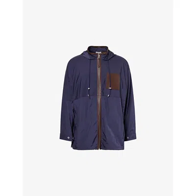 Loewe Mens Navy/brown  X Paula's Ibiza Hooded Nylon Jacket In Blue