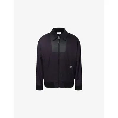 Loewe Mens Navy/grey Anagram Regular-fit Wool Tracksuit Jacket In Black