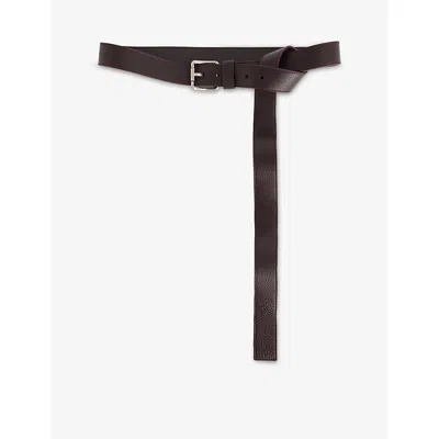 Loewe Mens Oxblood Roller Curve Leather Belt In Burgundy