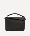 Loewe Large Puzzle Edge Grained Leather Top Handle Bag In Black