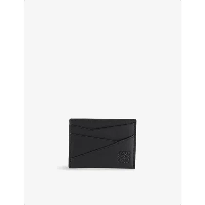 Loewe Mens Puzzle-edge Leather Cardholder Black