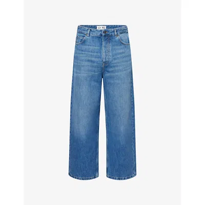 Loewe Mens Vintage Blue Relaxed-fit Wide-leg Denim Jeans