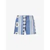 Loewe Mens Blue Multicolor Ibiza Graphic-pattern Woven Swim Shorts