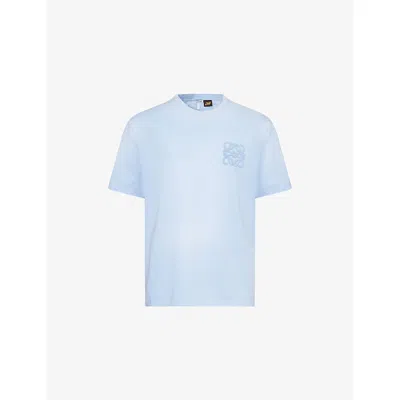Loewe Mens Sky Blue Ibiza Embroidered-logo Cotton-jersey T-shirt