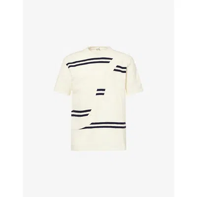 Loewe Mens White/dark Navy Oversized Striped Wool T-shirt Xs In Multi