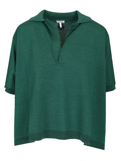 Loewe Merino Wool Polo Sweater Knitwear Green