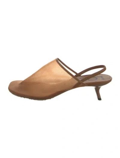 Pre-owned Loewe Mesh Mesh Accents Slingback Pumps In Brown