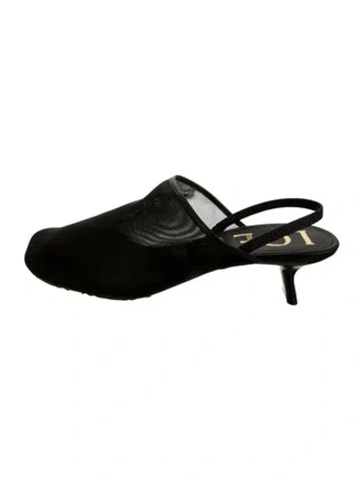 Pre-owned Loewe Mesh Slingback Pumps In Black