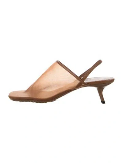 Pre-owned Loewe Mesh Slingback Pumps In Brown