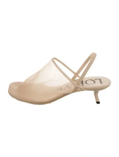 Pre-owned Loewe Mesh Slingback Pumps In Neutral