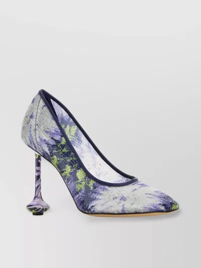 LOEWE MESH TOY PUMPS WITH EMBELLISHED FLORAL PATTERN