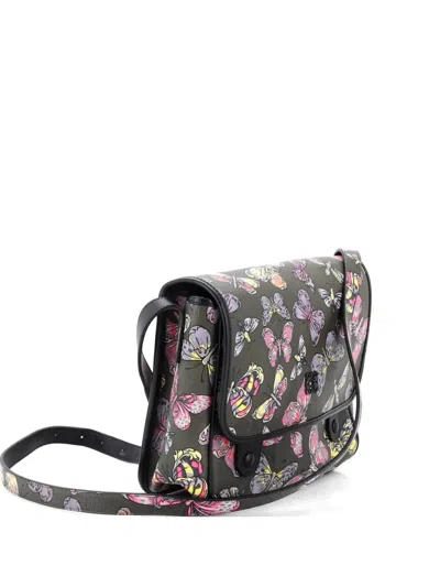 Pre-owned Loewe Messenger Bag Printed Leather Small Crossbody Bag In Green