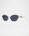 Loewe Gold Anagram Hexagonal Cat-eye Sunglasses In Black