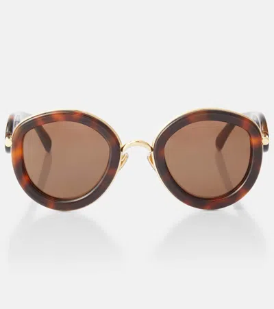 Loewe Metal Daisy Round Sunglasses In Brown