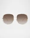 Loewe Metal Logo-print Rectangle Sunglasses In Gold Gradient Brown