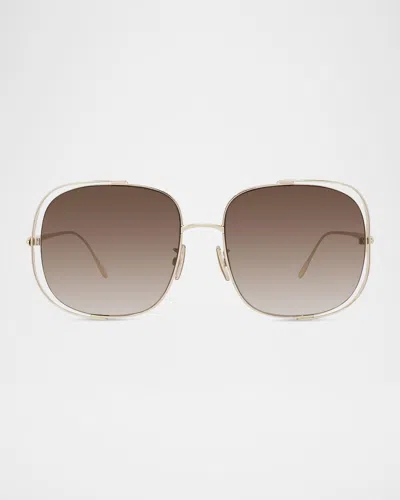 Loewe Metal Logo-print Rectangle Sunglasses In Gold