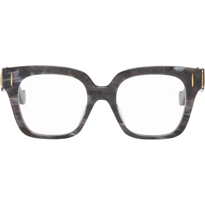 Loewe ブラック＆グレー アナグラム メガネ In Metallic