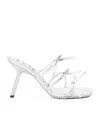 Loewe Petal Leather Mules Metallic Finish In Silver