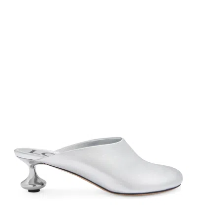 LOEWE METALLIC LEATHER TOY MULES 45