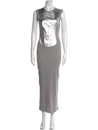 Pre-owned Loewe Metallic Panel Long Dress In Gray