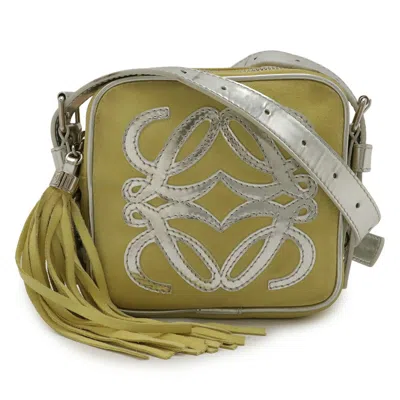 Pre-owned Loewe Metallic Silver Yellow Suede Leather Pochette Shoulder Bag ()
