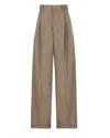 Loewe Pleated Trousers In Cotton And Silk In Khaki Brown