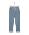 Loewe Lightweight Cotton Fisherman Turn-up Jeans For Men In Light Denim For Fw23 In Gray