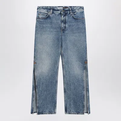Loewe Midblue Cropped Flared Jeans In Blue