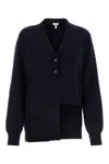 Loewe Cashmere Cardigan With Asymmetric Hemline In Darknavy