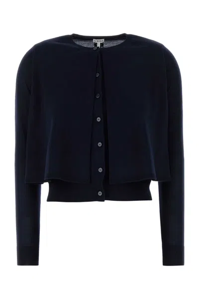 LOEWE LOEWE MIDNIGHT BLUE WOOL CARDIGAN
