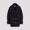 Loewe Double-breasted Wool Peacoat With Notched Collar In Blue