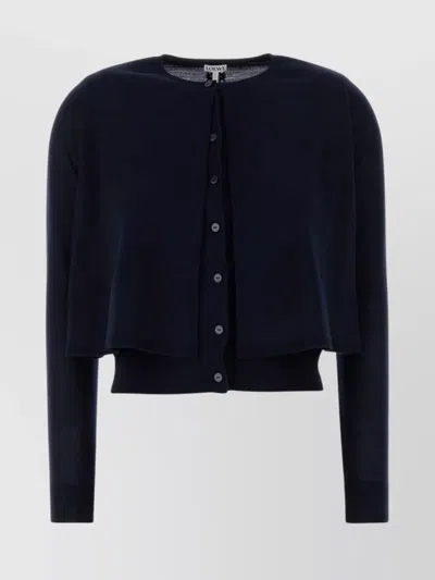 Loewe Midnight Wool Cropped Layered Cardigan
