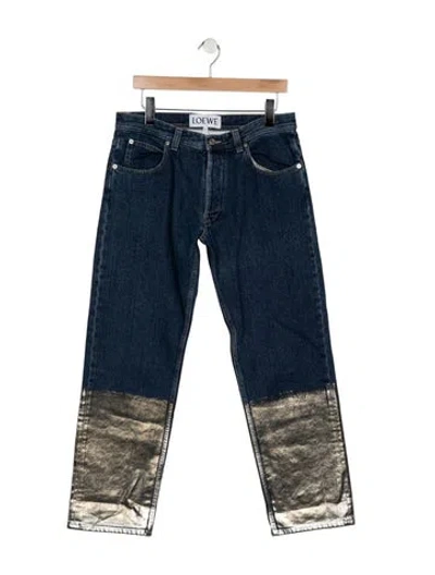 Pre-owned Loewe Mid-rise Straight Leg Jeans In Blue