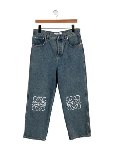Pre-owned Loewe Mid-rise Straight Leg Jeans In Blue