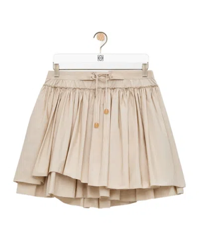 Loewe Womens Light Beige Layered Pleated Cotton Mini Skirt In Nude