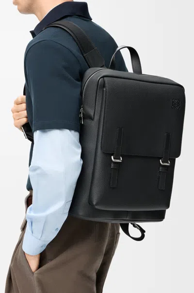Loewe Military Backpack In Soft Grained Leather Skin For Man In Black