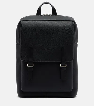 Loewe Military皮革双肩包 In Black
