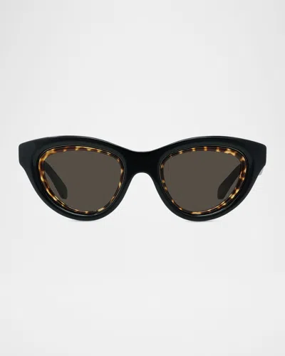 Loewe Mini Anagram 53mm Cat-eye Sunglasses In Black