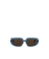 Loewe Mini Anagram Steps Rectangular Sunglasses For Woman In Blue
