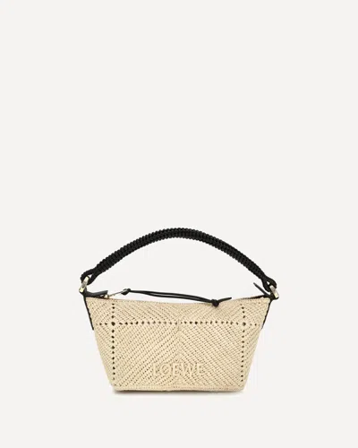 Loewe Mini Cala Calf Leather And Raffia Top Handle Bag In Beige