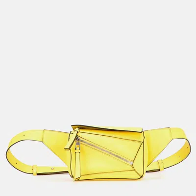 Pre-owned Loewe Mini Calfskin Puzzle Bumbag In Yellow