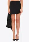 Loewe Womens Black Draped-side Asymmetric-hem Cotton-blend Mini Skirt In Black
