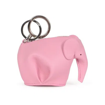 Loewe Mini Elephant Charm Keyring In Pink