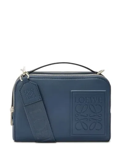 Loewe Mini Embossed-logo Leather Tote Bag In Blue
