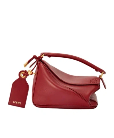 Loewe Mini Featherlight Puzzle Bag In Nappa Lambskin In Burgundy