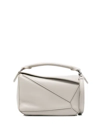 Loewe Mini Featherlight Puzzle Calfskin Cross Body Bag In Gray